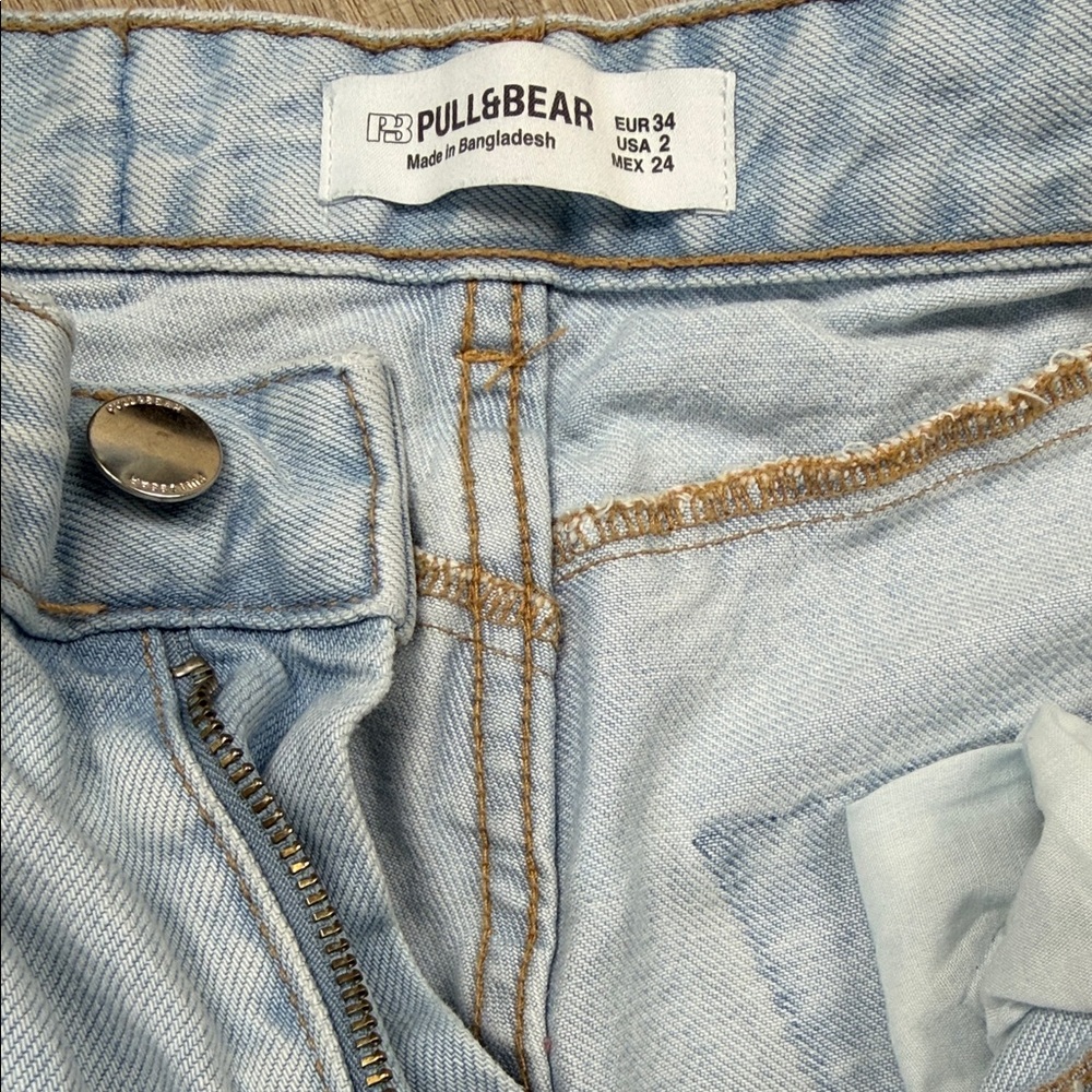 Pull & Bear Wide Leg Patchwork Jeans with‎ Frayed Hems. Size 2 - Picture 5 of 5